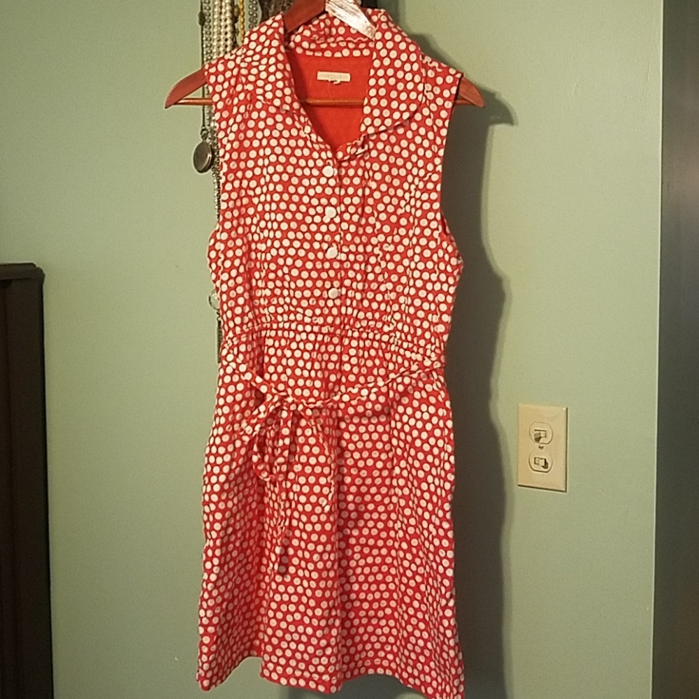 Tulle Sleeveless Red & White Polka Dot Dress XL